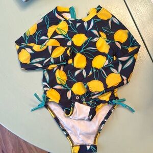 One piece with snap crotch lemons swim suit-long sleeve!